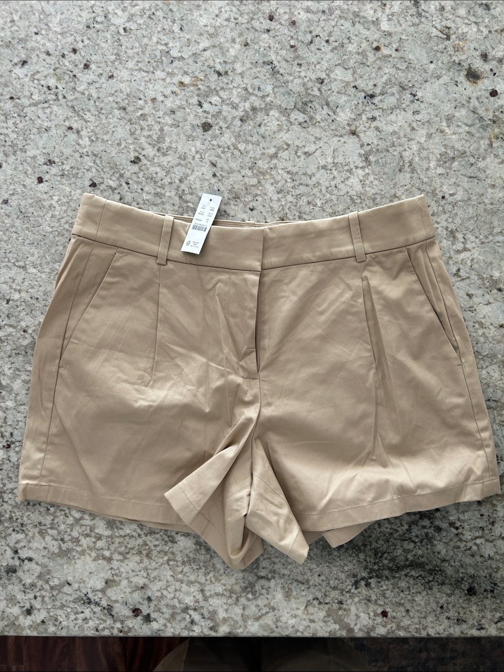 J. Crew Tailored High-Rise Pleated Shorts in Tan